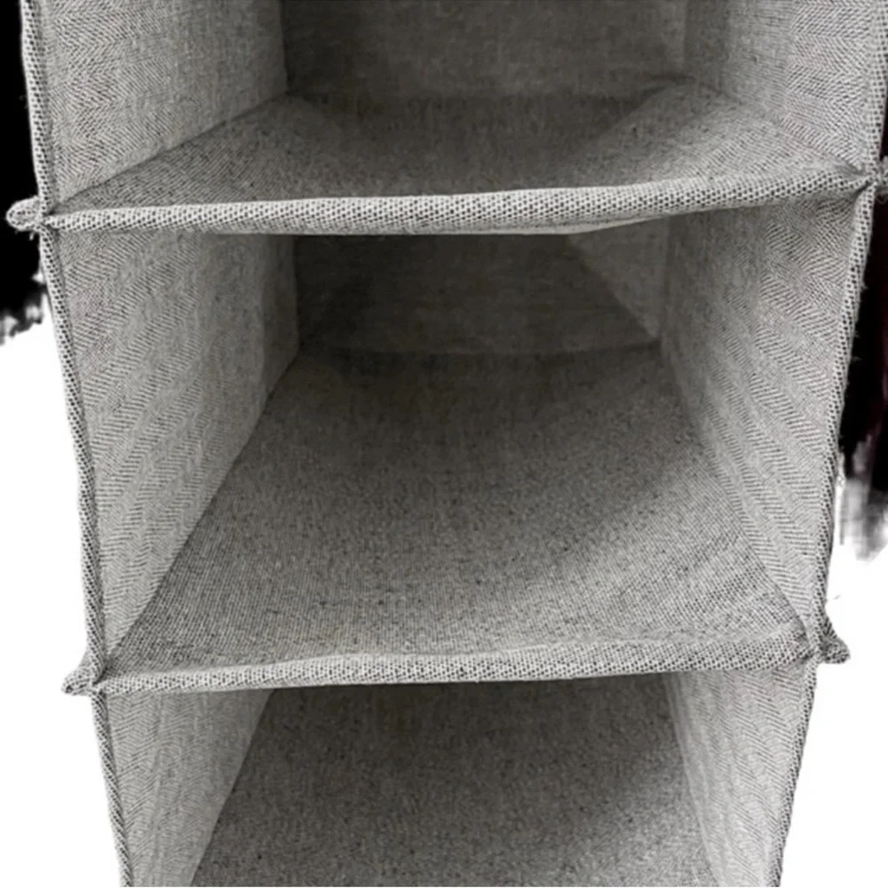 Hanging Shoe Organizer Woven Herringbone Tweed Gray